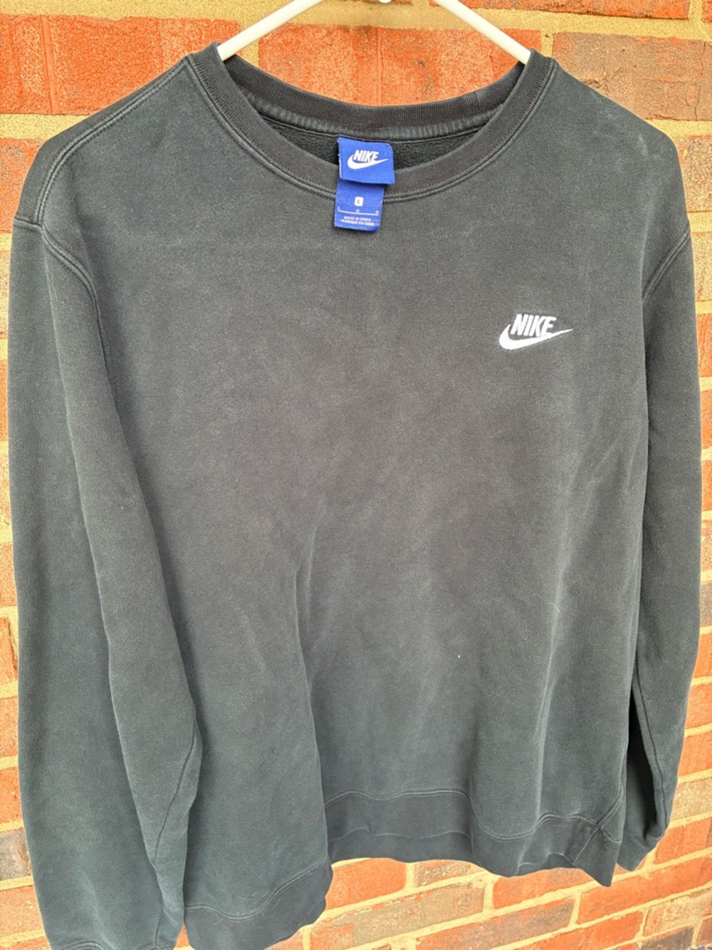 Nike Men’s Black Crewneck Sweatshirt with White Swoosh